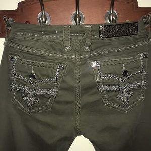 Olive Green Rock Revival Margie Skinny Pants